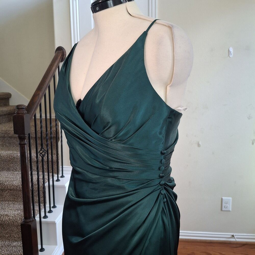 galina signature charmeuse bridesmaid dress V-Notch Gown Juniper Green… Size:Girls 16 4th trimester Women's Party Dresses |